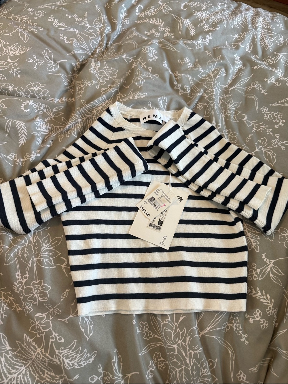 Bloomingdale's Kids Navy & White Striped Long-Sleeve Crewneck